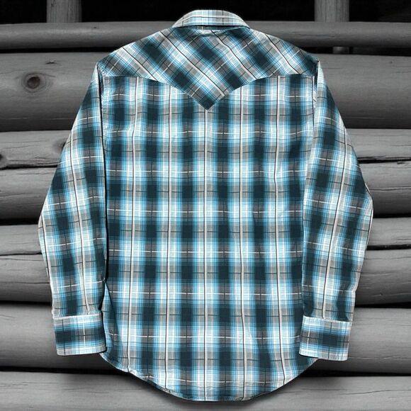 Rock & Roll Cowboy Shirt M Plaid Snap Medium Pearl Snap Western Rodeo 82SS429 - Picture 2 of 3